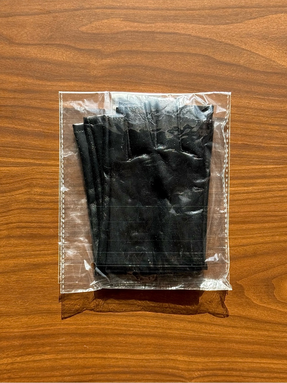 long faux leather fingerless gloves